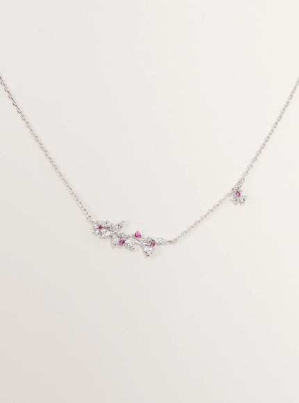 acc-blooming-ruby-necklace-kc1008 / Silver