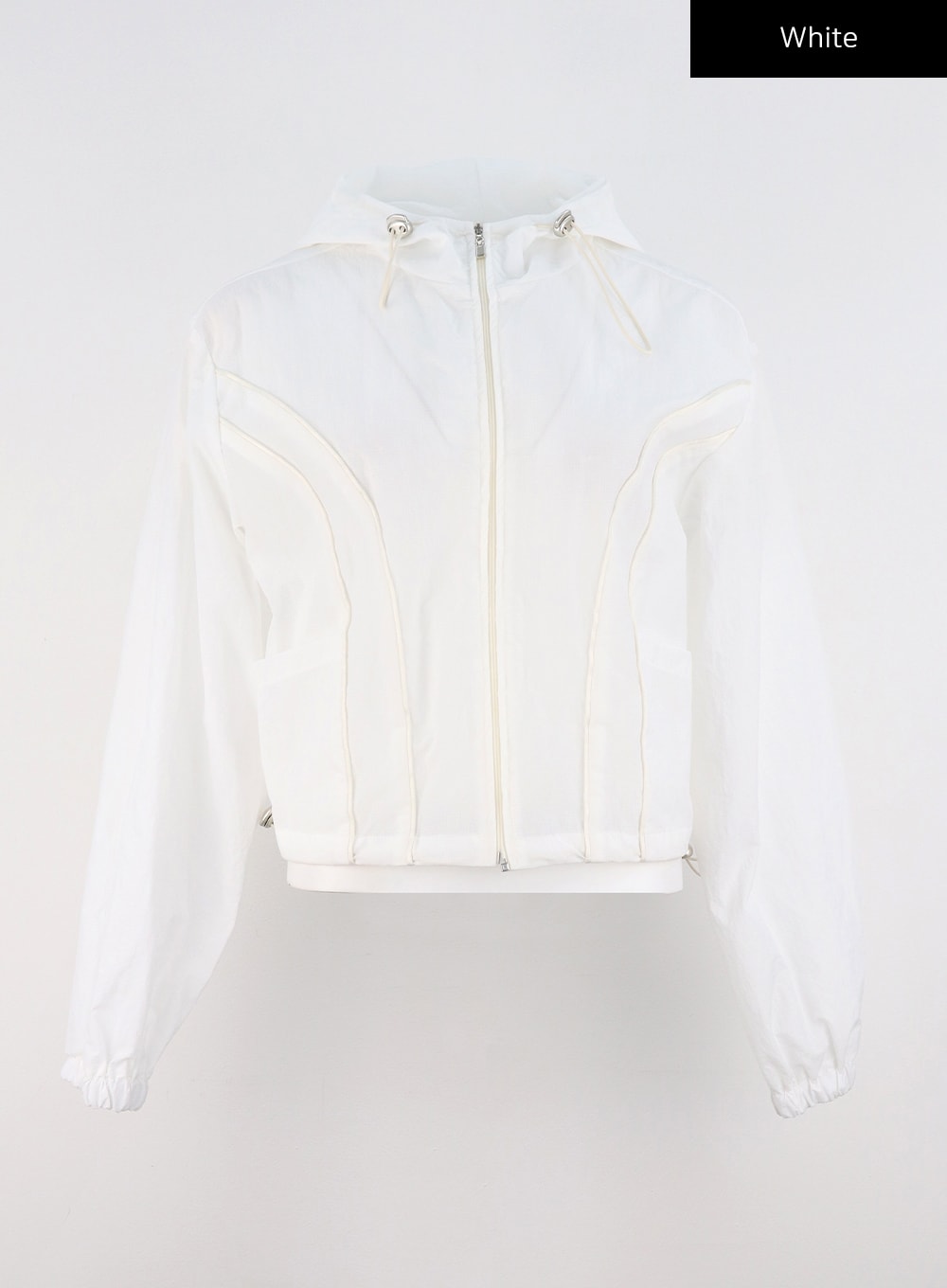 nylon-long-sleeve-hooded-jacket-cs327 / White