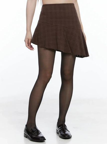 Asymmetric Plaid Mini Skirt CS501