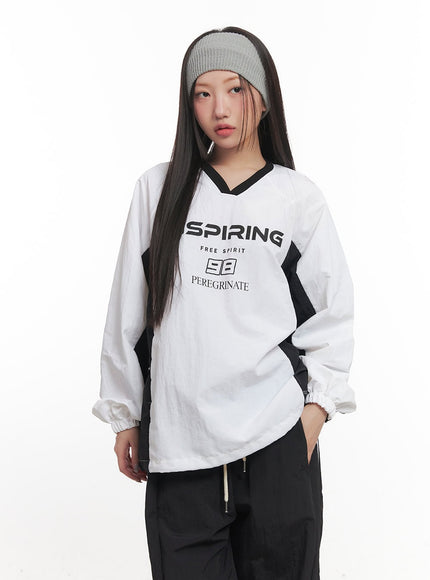 V-Neck Lettered Windbreaker CF524