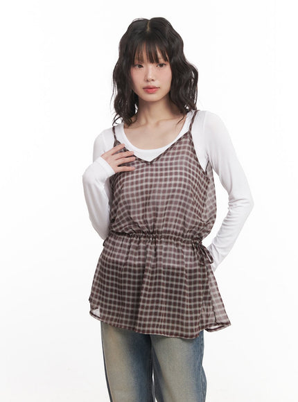 Sheer Checkered Mini Dress CM519