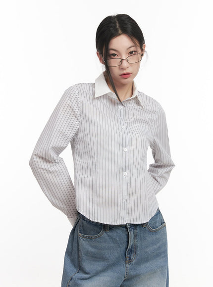 Slim-Fit Collared Striped Button Down CF514