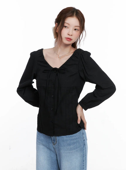 chic-two-way-ribbon-blouse-cg521 / Black