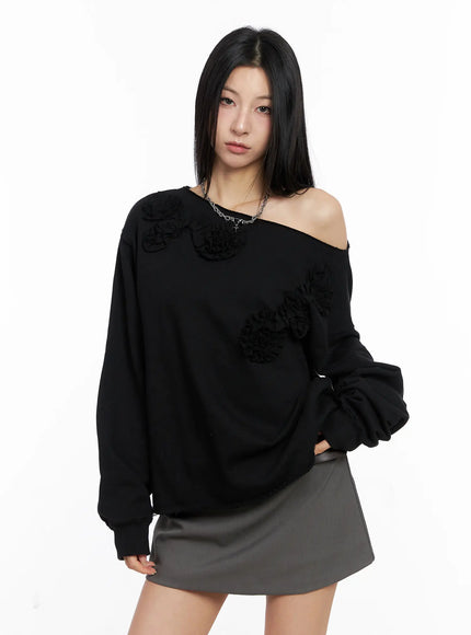 oversized-off-shoulder-sweatshirt-cc1109 / Black