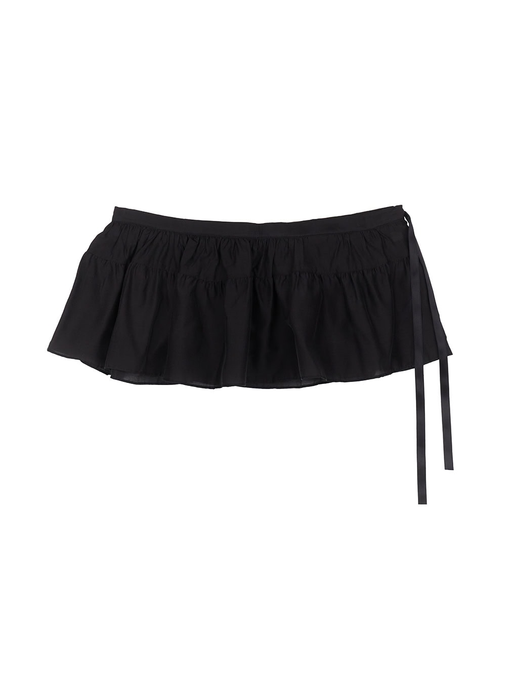 layered-shirring-sheer-mini-skirt-cf513 / Black