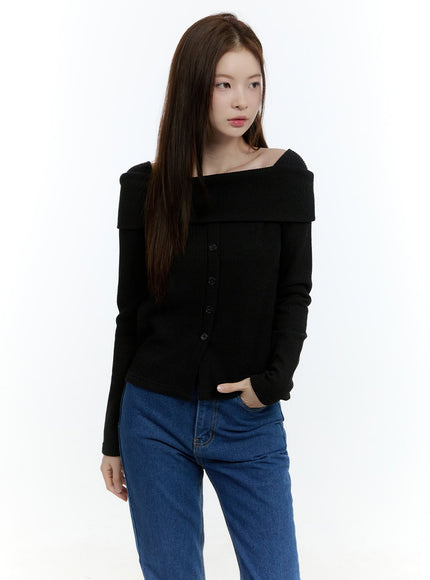 Cozy Buttoned Ribbed Sweater CF504