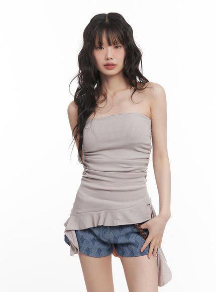 Asymmetric Frill Tube Top CM520