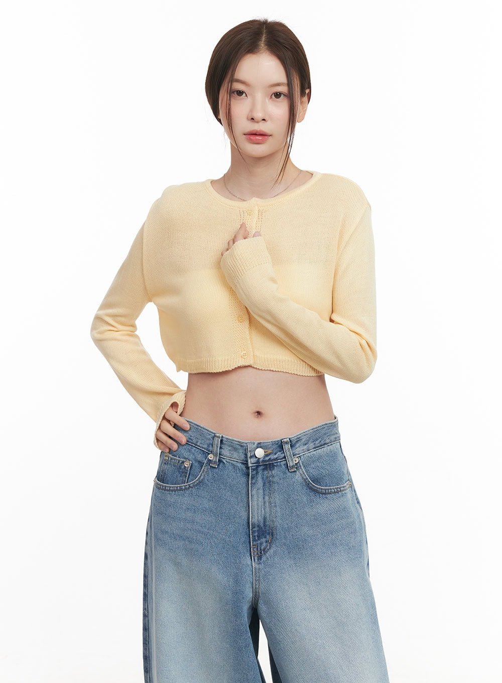 Round Neck Cropped Cardigan CM512