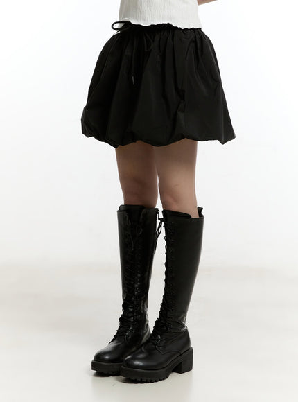 Solid Balloon-Fit Mini Skirt CY506