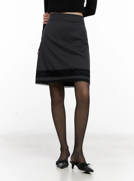 Lace Trim Midi Skirt CG526