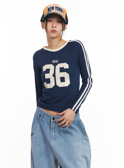 Casual Long-Sleeve Track Crop Top CM503