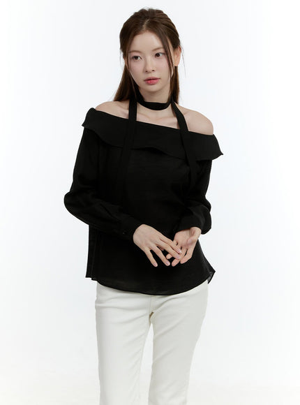 Elegant Off-Shoulder Choker Blouse CF504