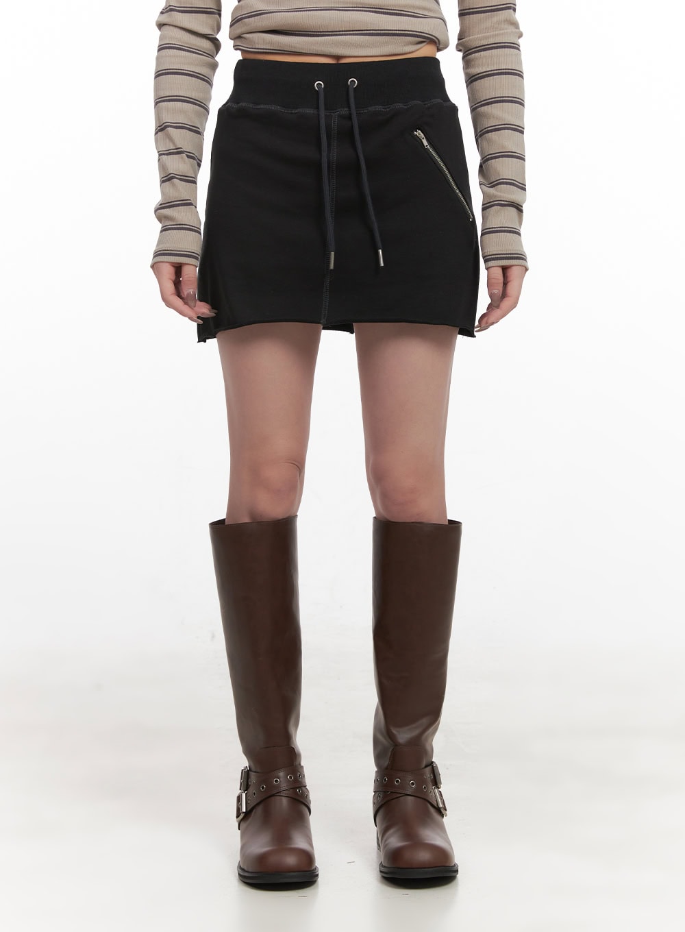 zipper-pocket-comfy-mini-skirt-cj517