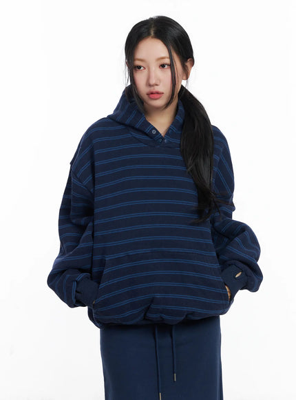 oversized-striped-winter-hoodie-cj515 / Dark blue