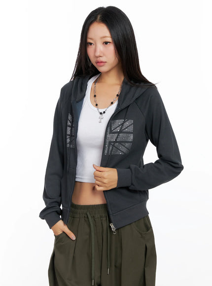 Graphic Cropped Hoodie CO515