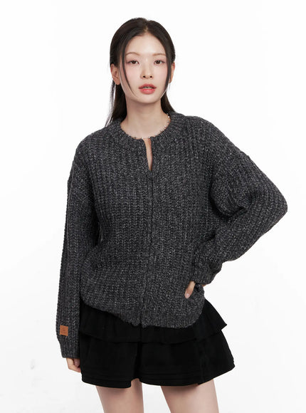 Ribbed Knit Zip-Up CO531