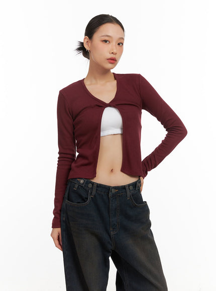 twist-solid-crop-top-cd409 / Dark red