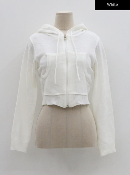 Knit Crop Hoodie Zip Up CS28