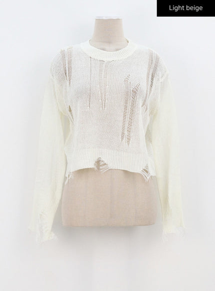 Crewneck Ripped Sweater CA307