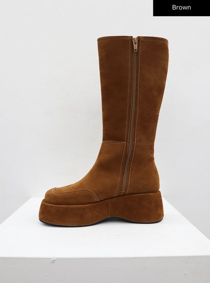 Platform Suede Knee High Boots CD08
