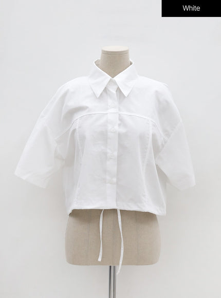 Drawstring Cropped Shirt UU1407