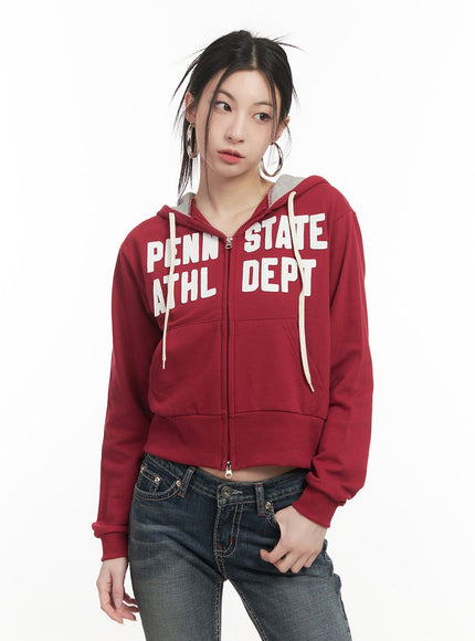 Patchwork Zip-Up Hooded Sweatshirt CF514