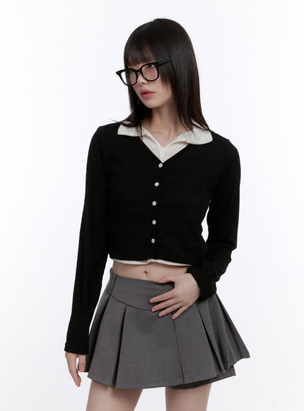 Slim-Fit Collar Layered Cardigan CF512