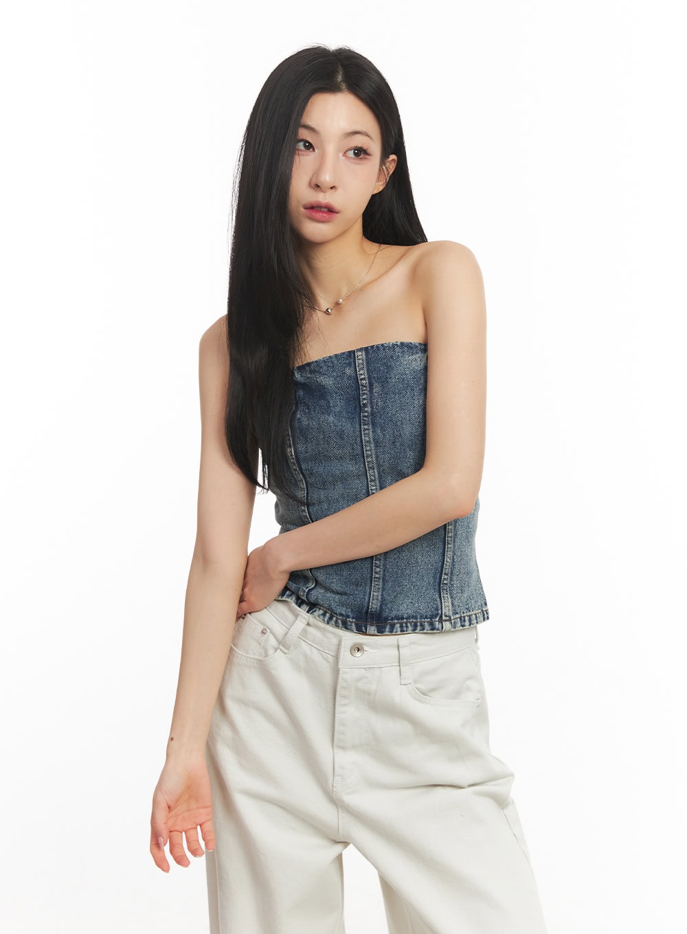 Urban Denim Stitched Tube Top CA503