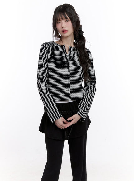 Buttoned Stripe & Polka Dot Cardigan CF512