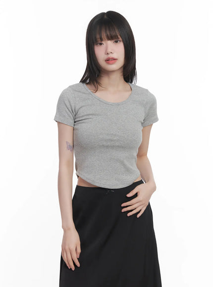 basic-u-neck-crop-tee-cu520 / Gray