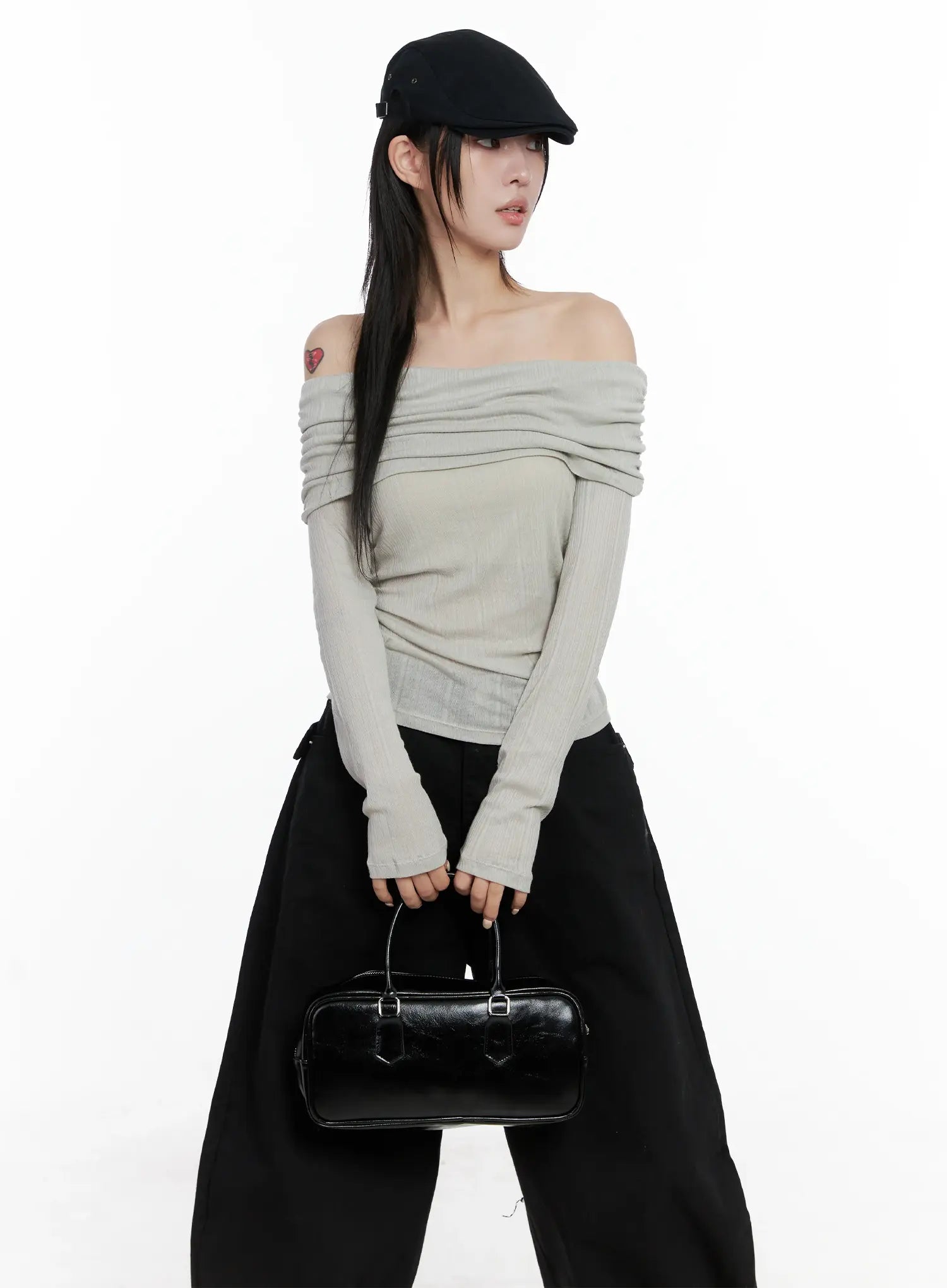 Off-Shoulder Ruched Long Sleeve Top CS510