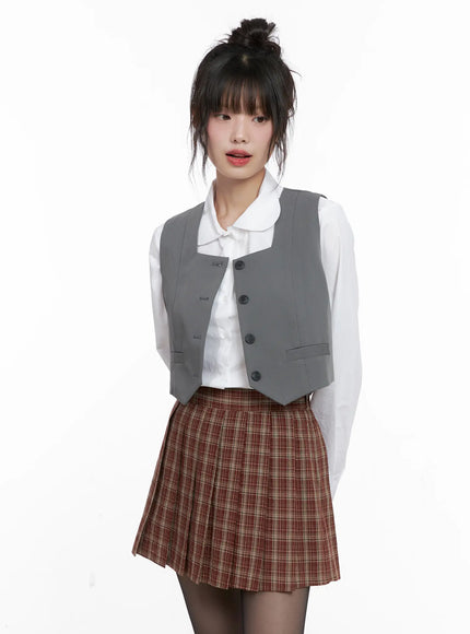 Square Neck Button Crop Vest CG519