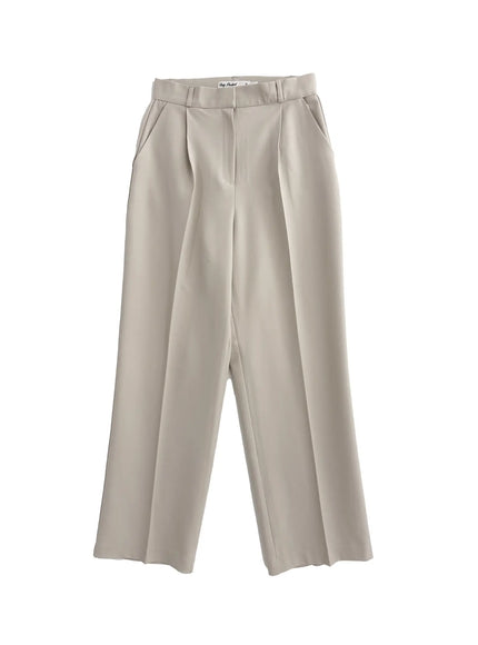 classic-pintuck-tailored-pants-co530 / Light beige
