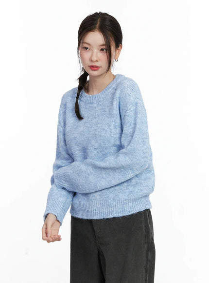 vintage-round-neck-knit-sweater-cn518 / Light blue