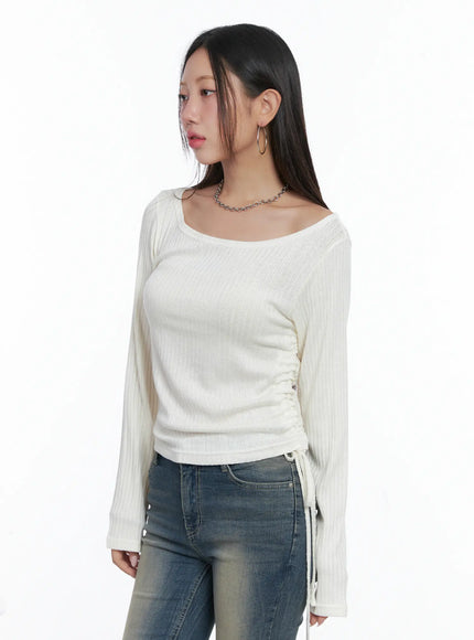 ruched-long-sleeve-top-cs502 / White