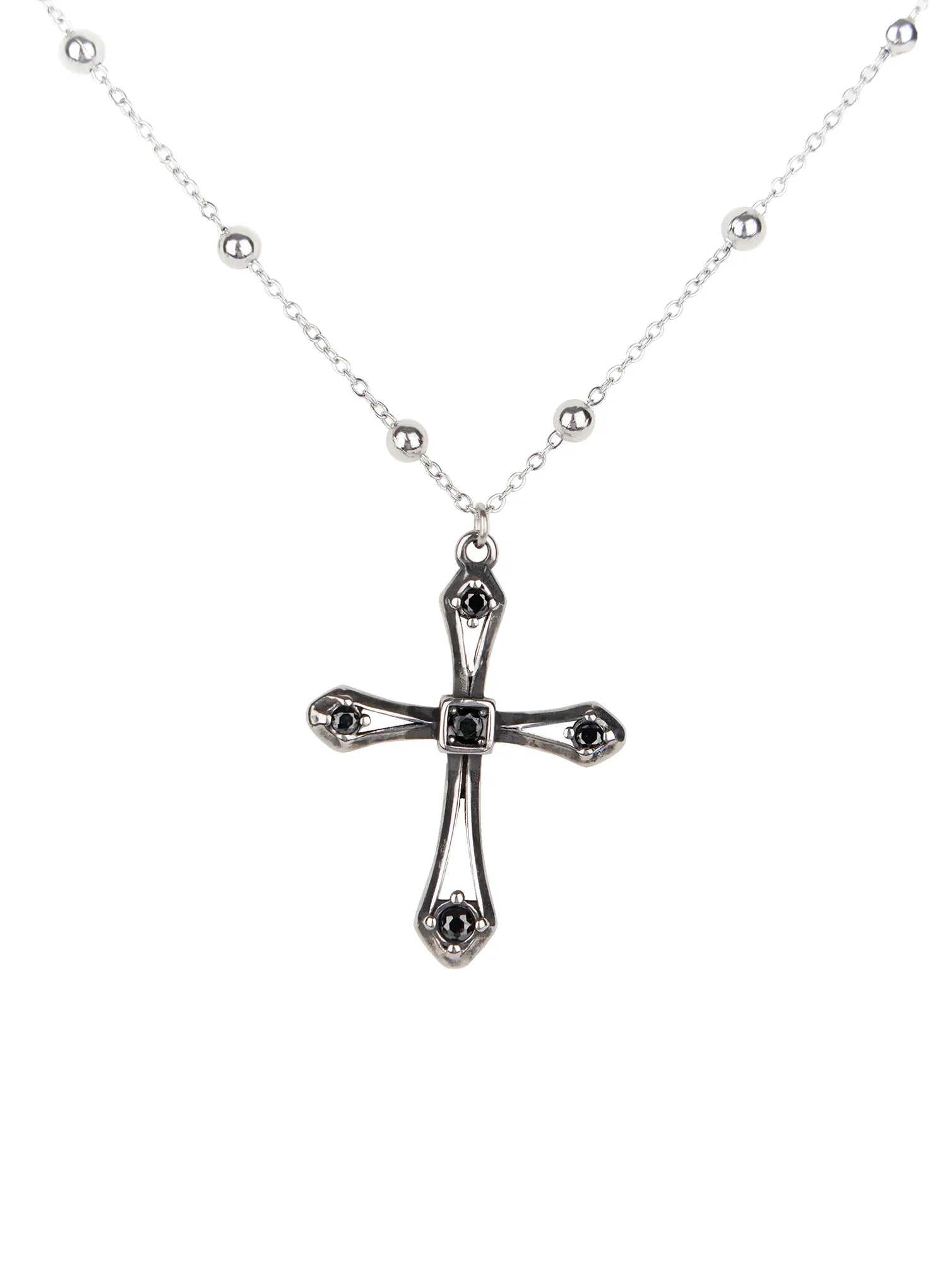 black-cross-bead-necklace-co503