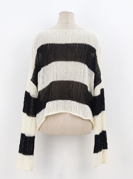 Boat Neck Stripe Sweater CA306