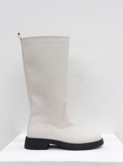 Basic Round Toe Wide Long Boots OS19