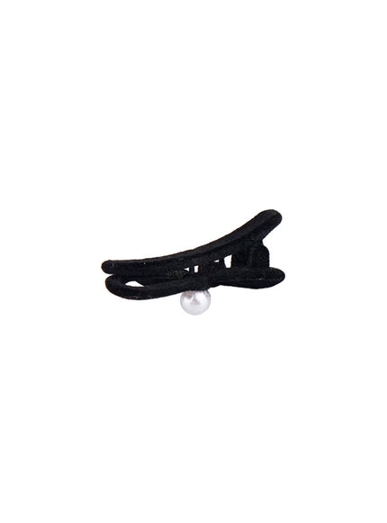 Pearl Black Ribbon Hairpin CJ515