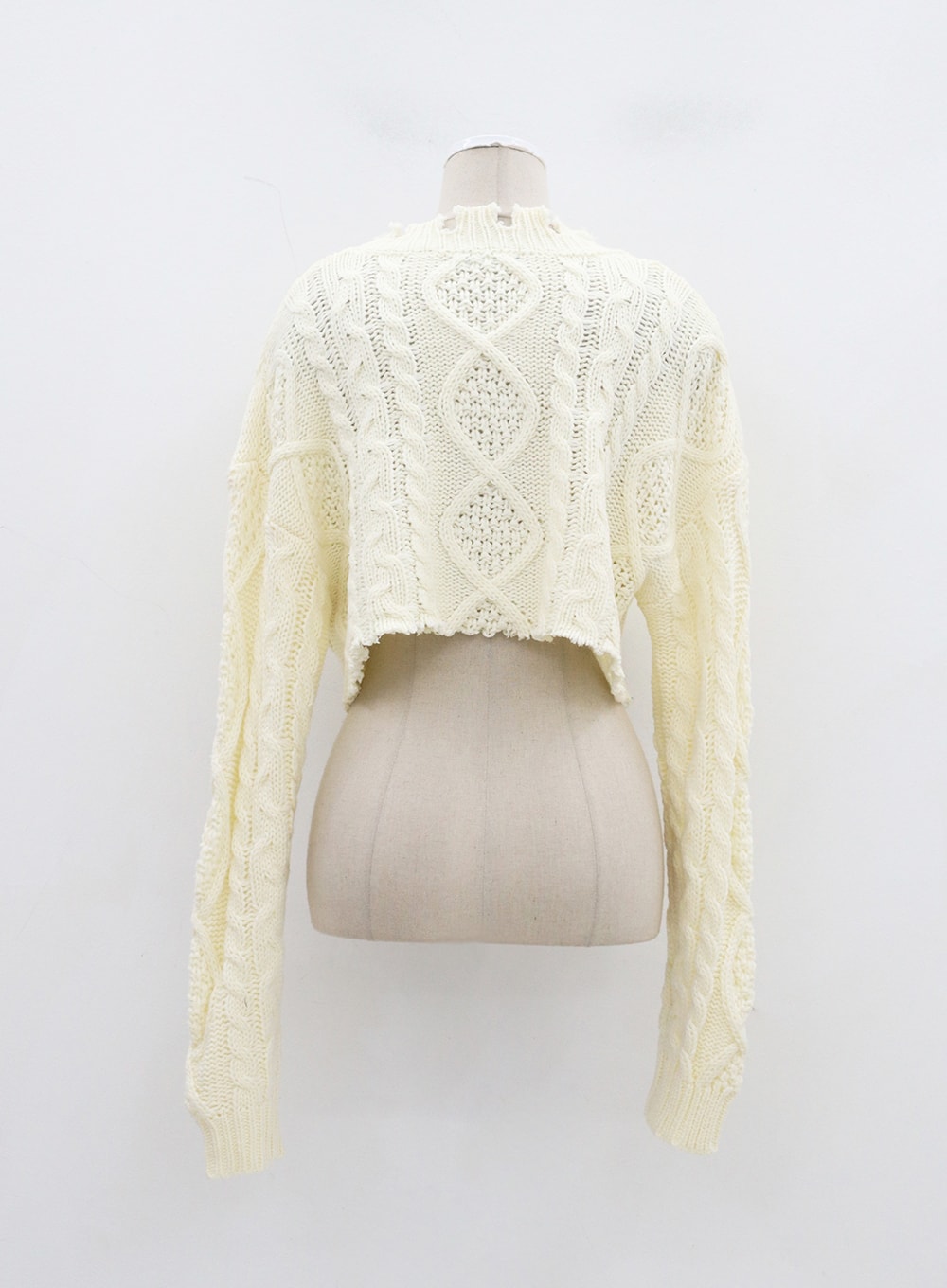 Cable Knit Ripped Cropped Sweater BJ320