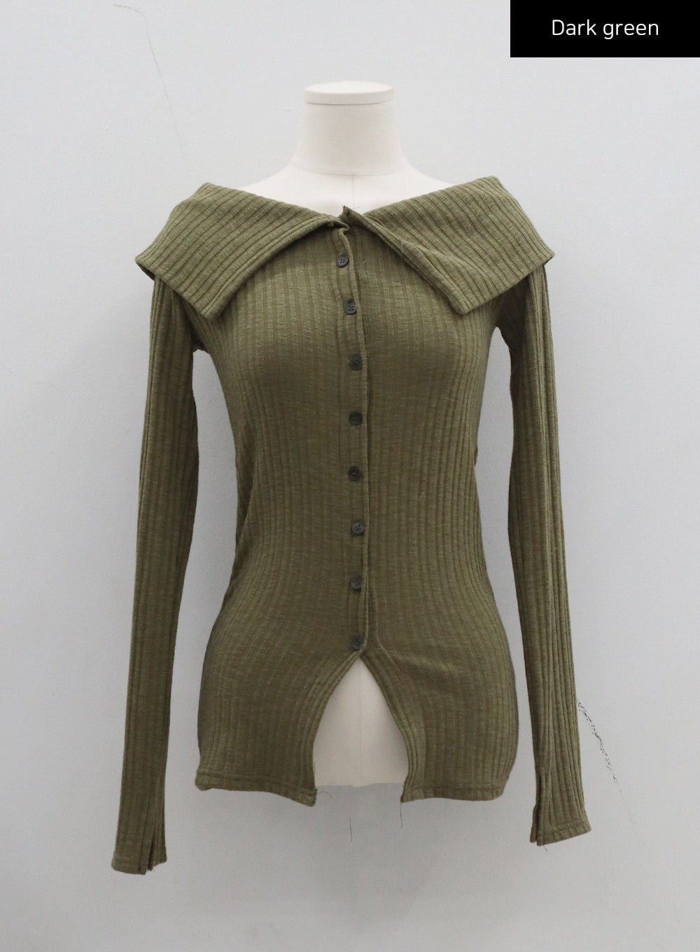 Slim Fit Button Off-Shoulder Knit Top CD19