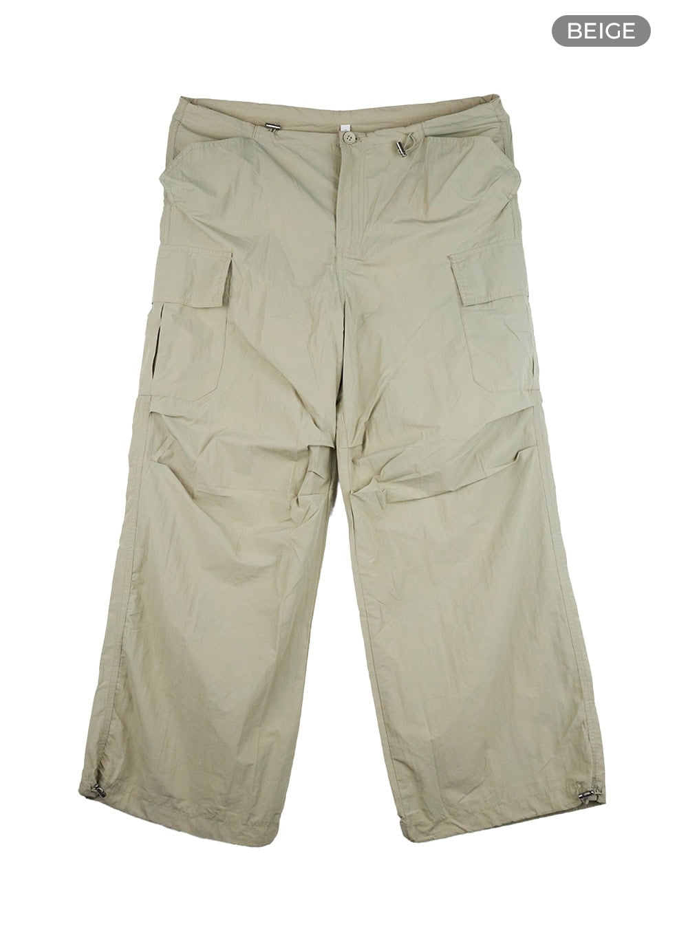 solid-cargo-chic-nylon-pants-cl422 / Beige