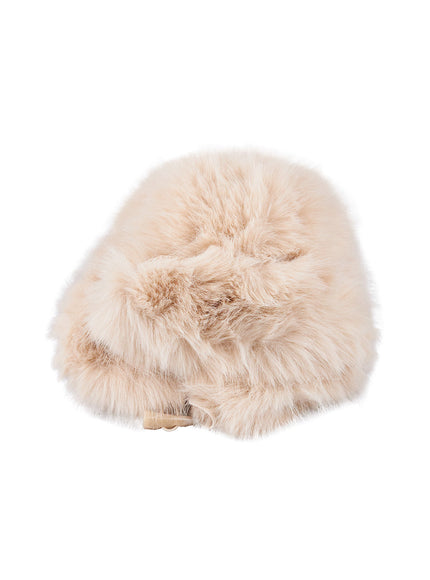 stylish-fur-ear-flap-bucket-hat-cn413 / Beige