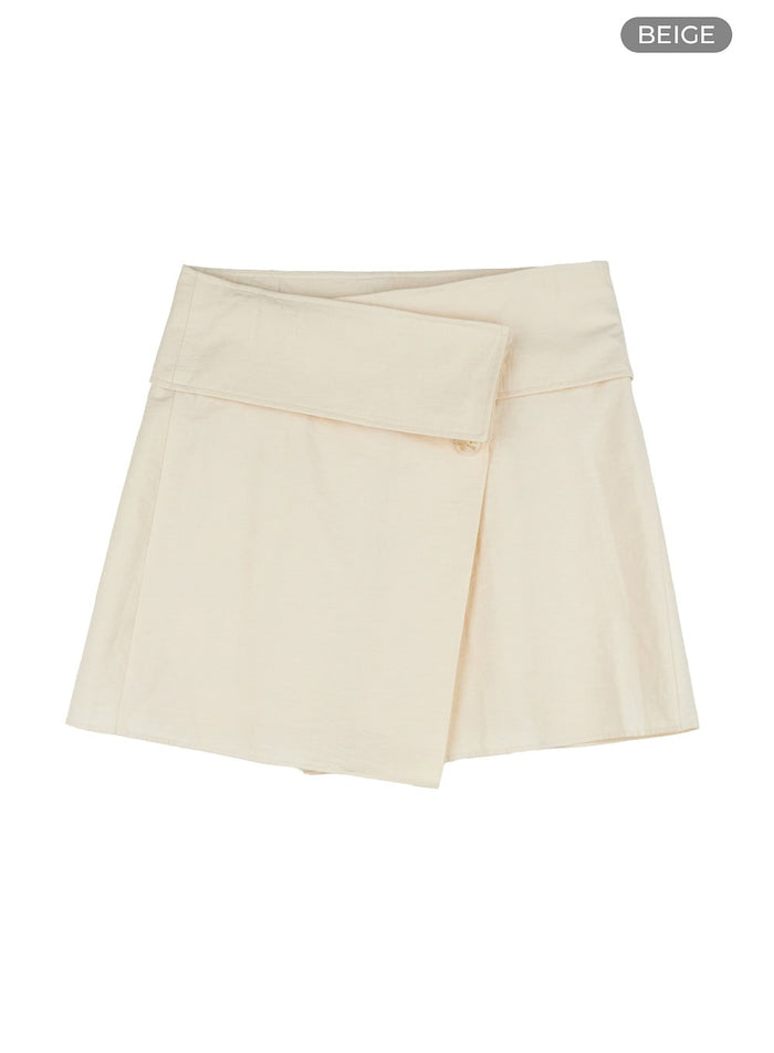 summer-wrap-cotton-mini-skirt-ou427 / Beige