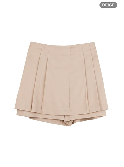 pleated-mini-skort-ol423 / Beige