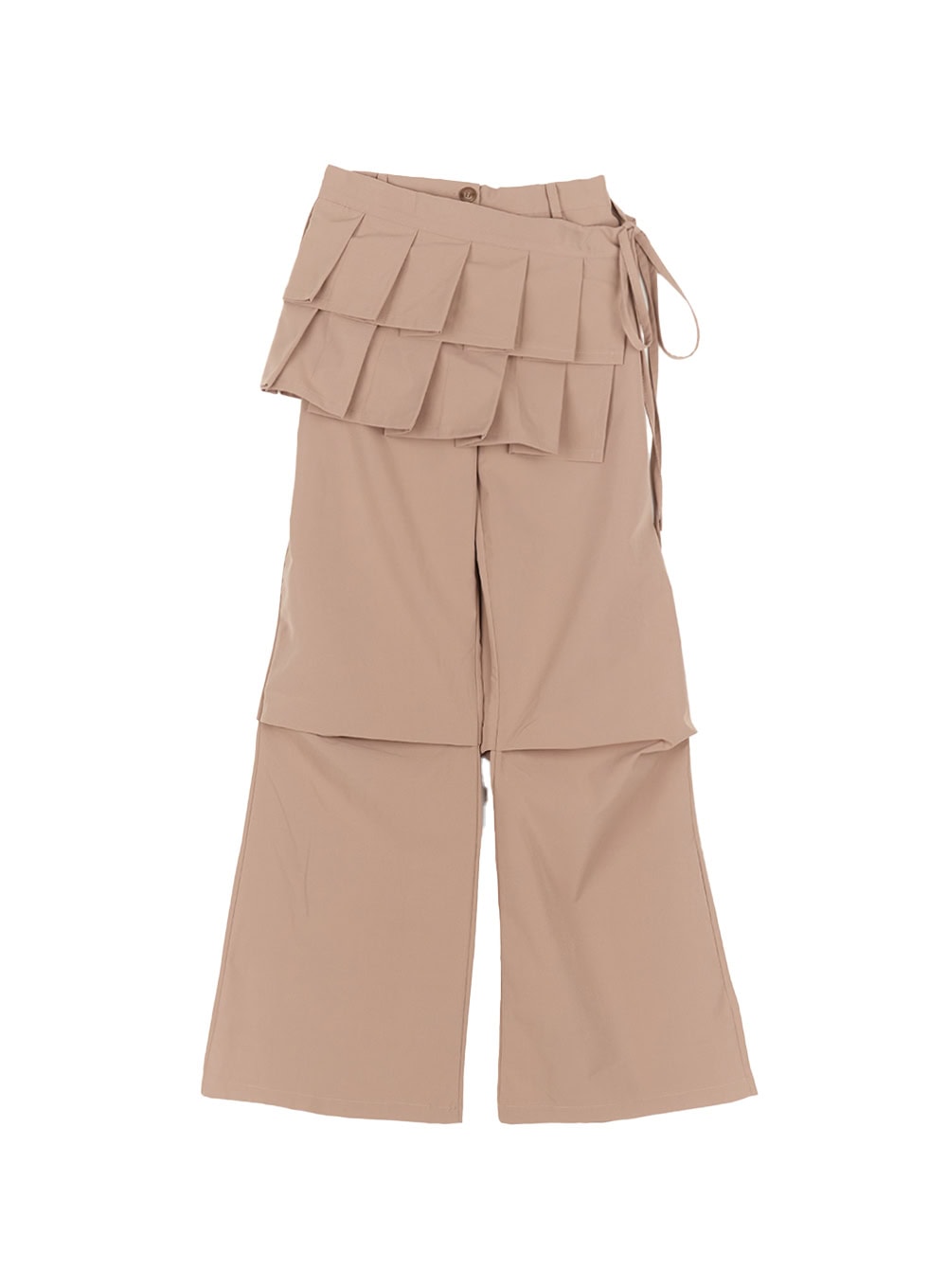 pintuck-pleated-bootcut-skirt-pants-cm503 / Beige