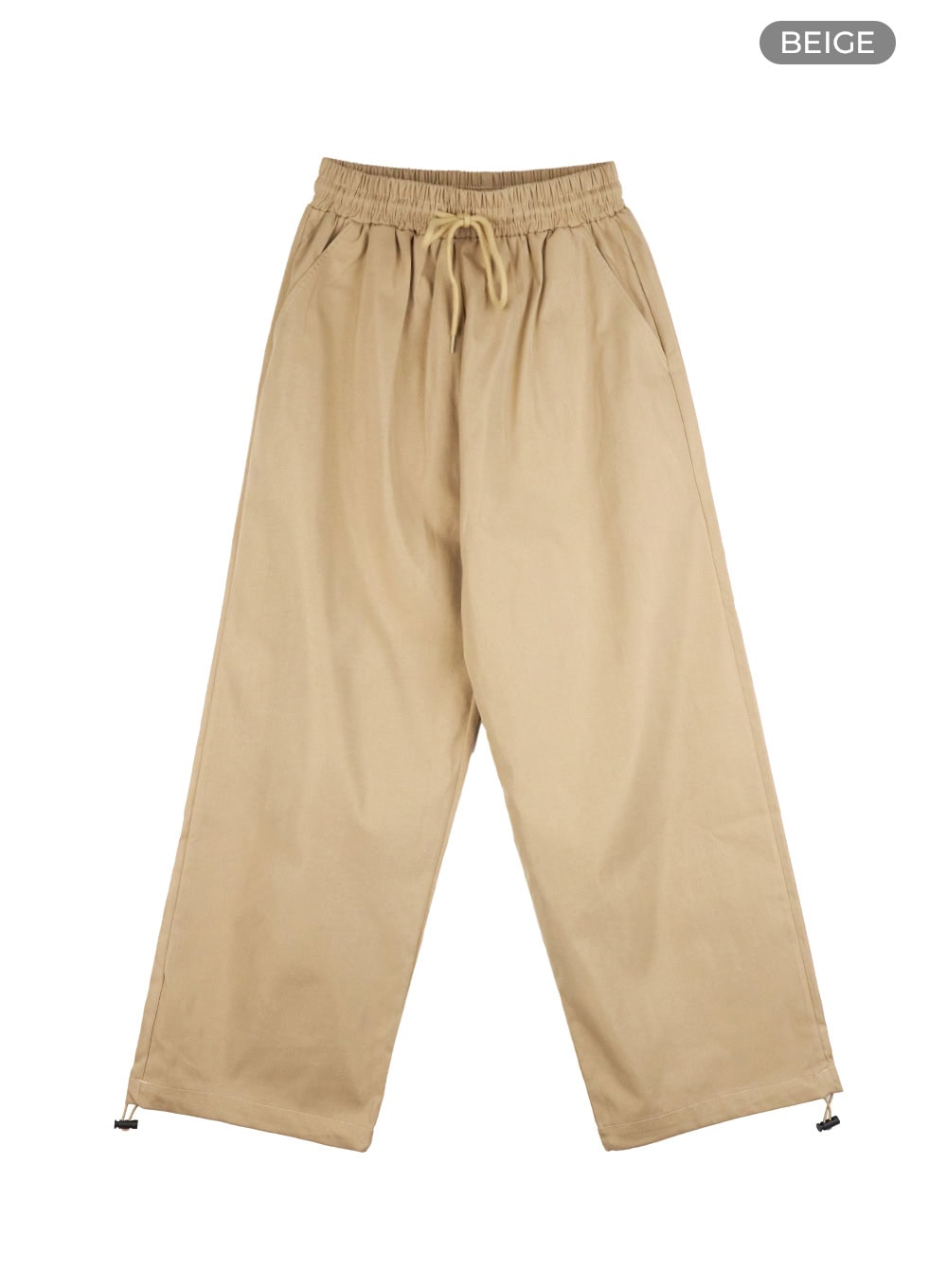 banded-string-straight-leg-pants-og429 / Beige