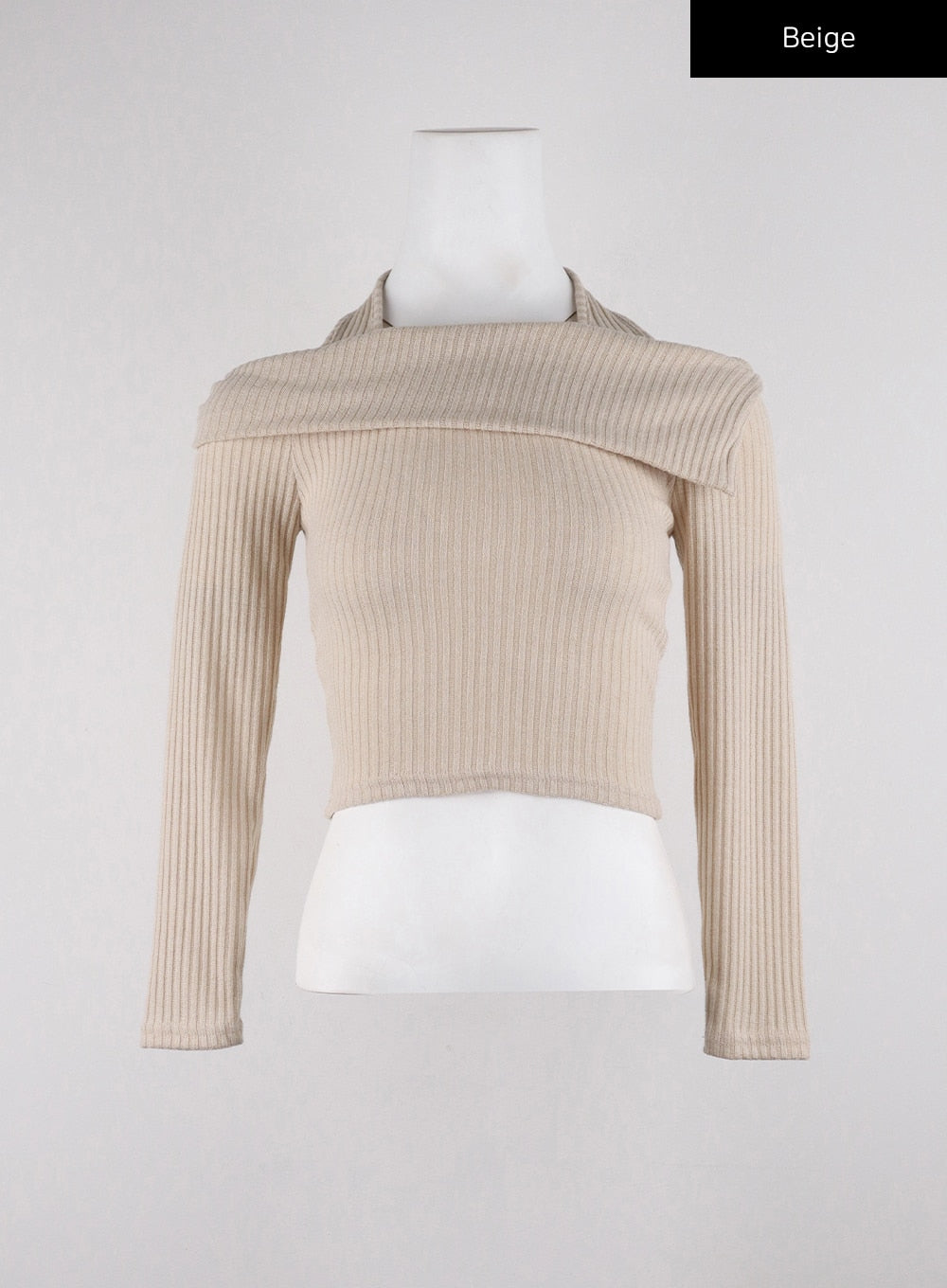 off-shoulder-halter-neck-crop-sweater-cd312 / Beige