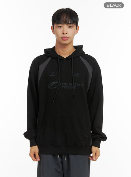 mens-trendy-loose-fit-graphic-hoodie-co408 / Black