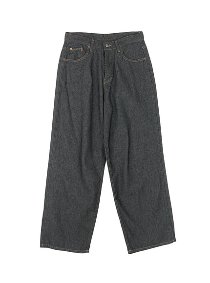 narin-stitched-wide-leg-jeans-cu518 / Black